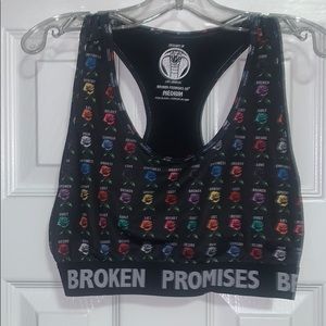 Broken Promises crop top/sports bra with logo band